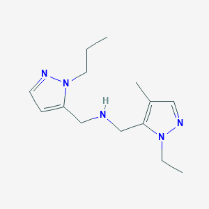 molecular formula C14H23N5 B11737455 [(1-ethyl-4-methyl-1H-pyrazol-5-yl)methyl][(1-propyl-1H-pyrazol-5-yl)methyl]amine 