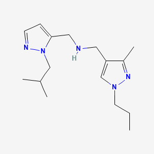 molecular formula C16H27N5 B11737513 [(3-methyl-1-propyl-1H-pyrazol-4-yl)methyl]({[1-(2-methylpropyl)-1H-pyrazol-5-yl]methyl})amine 