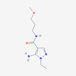 molecular formula C10H18N4O2 B11737631 5-Amino-1-ethyl-N-(3-methoxypropyl)-1H-pyrazole-4-carboxamide 