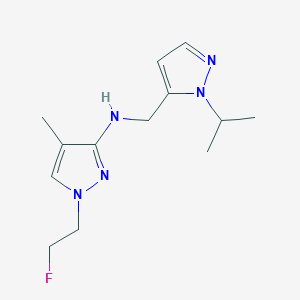 molecular formula C13H20FN5 B11737675 1-(2-fluoroethyl)-4-methyl-N-{[1-(propan-2-yl)-1H-pyrazol-5-yl]methyl}-1H-pyrazol-3-amine 