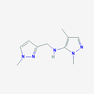 molecular formula C10H15N5 B11737696 1,4-dimethyl-N-[(1-methyl-1H-pyrazol-3-yl)methyl]-1H-pyrazol-5-amine CAS No. 1856049-20-1