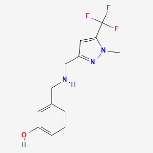 molecular formula C13H14F3N3O B11737725 3-[({[1-methyl-5-(trifluoromethyl)-1H-pyrazol-3-yl]methyl}amino)methyl]phenol 