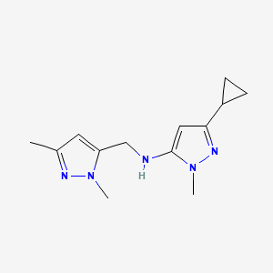 molecular formula C13H19N5 B11737727 3-cyclopropyl-N-[(1,3-dimethyl-1H-pyrazol-5-yl)methyl]-1-methyl-1H-pyrazol-5-amine 