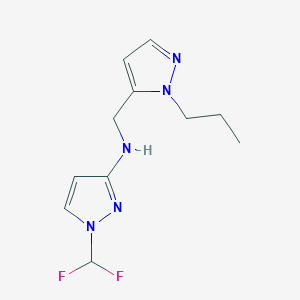 molecular formula C11H15F2N5 B11737738 1-(difluoromethyl)-N-[(1-propyl-1H-pyrazol-5-yl)methyl]-1H-pyrazol-3-amine 