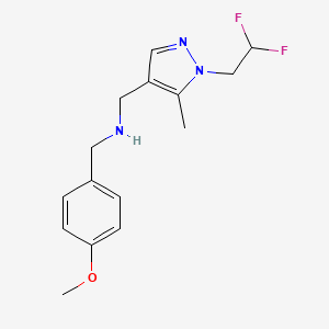 molecular formula C15H19F2N3O B11737739 {[1-(2,2-difluoroethyl)-5-methyl-1H-pyrazol-4-yl]methyl}[(4-methoxyphenyl)methyl]amine 