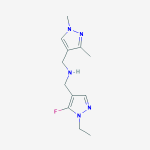 molecular formula C12H18FN5 B11737778 [(1,3-dimethyl-1H-pyrazol-4-yl)methyl][(1-ethyl-5-fluoro-1H-pyrazol-4-yl)methyl]amine CAS No. 1856087-27-8