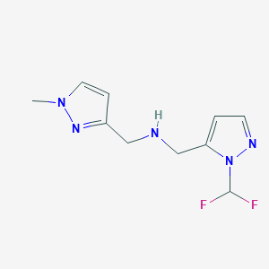 molecular formula C10H13F2N5 B11737788 {[1-(difluoromethyl)-1H-pyrazol-5-yl]methyl}[(1-methyl-1H-pyrazol-3-yl)methyl]amine 