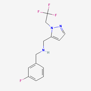 molecular formula C13H13F4N3 B11737789 [(3-fluorophenyl)methyl]({[1-(2,2,2-trifluoroethyl)-1H-pyrazol-5-yl]methyl})amine 