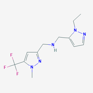 molecular formula C12H16F3N5 B11737797 [(1-ethyl-1H-pyrazol-5-yl)methyl]({[1-methyl-5-(trifluoromethyl)-1H-pyrazol-3-yl]methyl})amine 