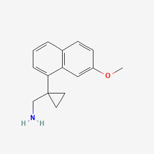 molecular formula C15H17NO B11737826 1-(7-Methoxy-1-naphthyl)cyclopropanemethanamine 