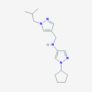 molecular formula C16H25N5 B11737864 1-cyclopentyl-N-{[1-(2-methylpropyl)-1H-pyrazol-4-yl]methyl}-1H-pyrazol-4-amine 