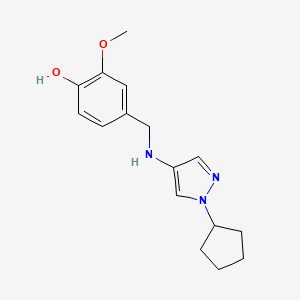 molecular formula C16H21N3O2 B11737895 4-{[(1-cyclopentyl-1H-pyrazol-4-yl)amino]methyl}-2-methoxyphenol 