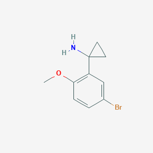 molecular formula C10H12BrNO B11737907 1-(5-Bromo-2-methoxyphenyl)cyclopropanamine 