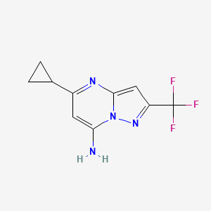 molecular formula C10H9F3N4 B11737949 5-Cyclopropyl-2-(trifluoromethyl)pyrazolo[1,5-a]pyrimidin-7-amine 