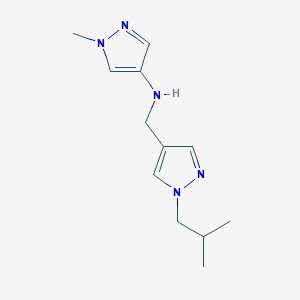 molecular formula C12H19N5 B11737977 1-methyl-N-{[1-(2-methylpropyl)-1H-pyrazol-4-yl]methyl}-1H-pyrazol-4-amine CAS No. 1856080-11-9