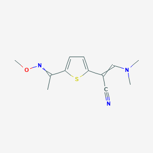 molecular formula C12H15N3OS B11737980 3-(Dimethylamino)-2-{5-[1-(methoxyimino)ethyl]thiophen-2-yl}prop-2-enenitrile 