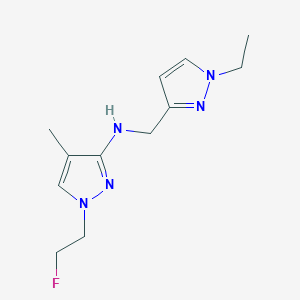 molecular formula C12H18FN5 B11737993 N-[(1-ethyl-1H-pyrazol-3-yl)methyl]-1-(2-fluoroethyl)-4-methyl-1H-pyrazol-3-amine 