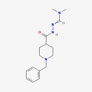 molecular formula C16H24N4O B11738032 1-benzyl-N'-[(dimethylamino)methylidene]piperidine-4-carbohydrazide 