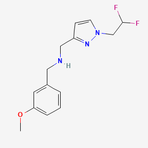 molecular formula C14H17F2N3O B11738034 {[1-(2,2-difluoroethyl)-1H-pyrazol-3-yl]methyl}[(3-methoxyphenyl)methyl]amine 