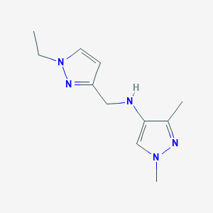 molecular formula C11H17N5 B11738080 N-[(1-Ethyl-1H-pyrazol-3-YL)methyl]-1,3-dimethyl-1H-pyrazol-4-amine 