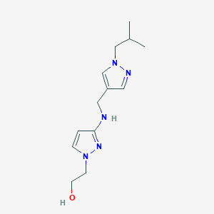 molecular formula C13H21N5O B11738095 2-[3-({[1-(2-methylpropyl)-1H-pyrazol-4-yl]methyl}amino)-1H-pyrazol-1-yl]ethan-1-ol 