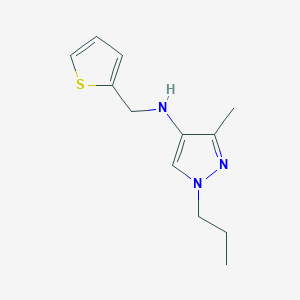 molecular formula C12H17N3S B11738163 3-methyl-1-propyl-N-[(thiophen-2-yl)methyl]-1H-pyrazol-4-amine 