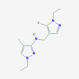 molecular formula C12H18FN5 B11738171 1-ethyl-N-[(1-ethyl-5-fluoro-1H-pyrazol-4-yl)methyl]-4-methyl-1H-pyrazol-3-amine 