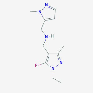 molecular formula C12H18FN5 B11738189 [(1-ethyl-5-fluoro-3-methyl-1H-pyrazol-4-yl)methyl][(1-methyl-1H-pyrazol-5-yl)methyl]amine 