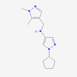 molecular formula C14H21N5 B11738197 1-cyclopentyl-N-[(1,5-dimethyl-1H-pyrazol-4-yl)methyl]-1H-pyrazol-4-amine CAS No. 1855944-90-9