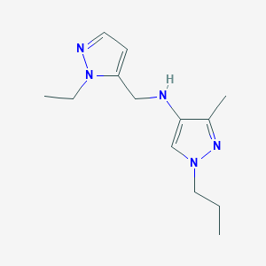 molecular formula C13H21N5 B11738227 N-[(1-ethyl-1H-pyrazol-5-yl)methyl]-3-methyl-1-propyl-1H-pyrazol-4-amine 