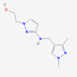 molecular formula C11H17N5O B11738231 2-(3-{[(1,3-dimethyl-1H-pyrazol-4-yl)methyl]amino}-1H-pyrazol-1-yl)ethan-1-ol 