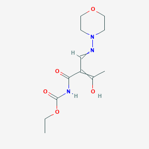 ethyl N-[3-hydroxy-2-(morpholin-4-yliminomethyl)but-2-enoyl]carbamate