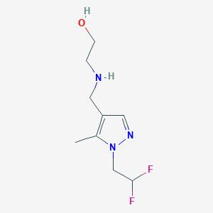 molecular formula C9H15F2N3O B11738261 2-({[1-(2,2-difluoroethyl)-5-methyl-1H-pyrazol-4-yl]methyl}amino)ethan-1-ol CAS No. 1856047-57-8