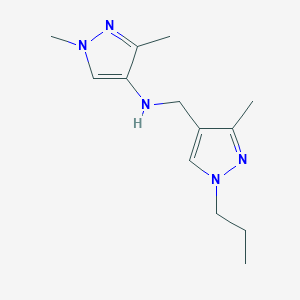 molecular formula C13H21N5 B11738285 1,3-dimethyl-N-[(3-methyl-1-propyl-1H-pyrazol-4-yl)methyl]-1H-pyrazol-4-amine 