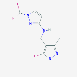 molecular formula C10H12F3N5 B11738300 1-(difluoromethyl)-N-[(5-fluoro-1,3-dimethyl-1H-pyrazol-4-yl)methyl]-1H-pyrazol-3-amine 