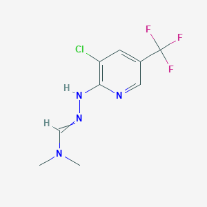 molecular formula C9H10ClF3N4 B11738336 N'-{[3-chloro-5-(trifluoromethyl)pyridin-2-yl]amino}-N,N-dimethylmethanimidamide 