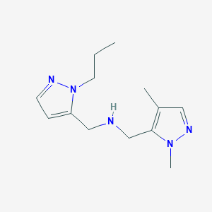 molecular formula C13H21N5 B11738340 [(1,4-dimethyl-1H-pyrazol-5-yl)methyl][(1-propyl-1H-pyrazol-5-yl)methyl]amine 