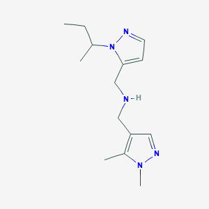 molecular formula C14H23N5 B11738344 {[1-(butan-2-yl)-1H-pyrazol-5-yl]methyl}[(1,5-dimethyl-1H-pyrazol-4-yl)methyl]amine 