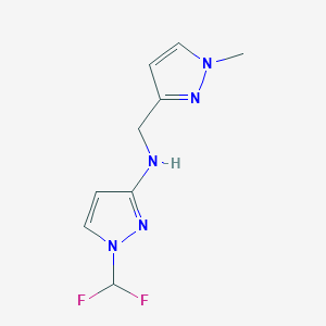 molecular formula C9H11F2N5 B11738406 1-(difluoromethyl)-N-[(1-methyl-1H-pyrazol-3-yl)methyl]-1H-pyrazol-3-amine 