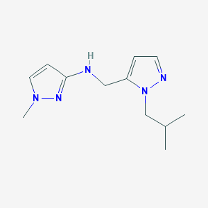 molecular formula C12H19N5 B11738438 1-methyl-N-{[1-(2-methylpropyl)-1H-pyrazol-5-yl]methyl}-1H-pyrazol-3-amine 