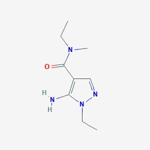 molecular formula C9H16N4O B11738439 5-Amino-N,1-diethyl-N-methyl-1H-pyrazole-4-carboxamide 