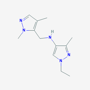 molecular formula C12H19N5 B11738441 N-[(1,4-dimethyl-1H-pyrazol-5-yl)methyl]-1-ethyl-3-methyl-1H-pyrazol-4-amine 