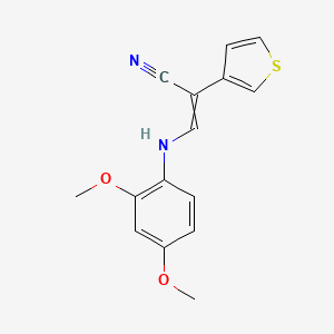 molecular formula C15H14N2O2S B11738466 3-[(2,4-Dimethoxyphenyl)amino]-2-(thiophen-3-YL)prop-2-enenitrile 