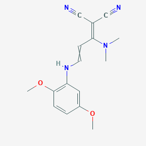 molecular formula C16H18N4O2 B11738511 2-{3-[(2,5-Dimethoxyphenyl)amino]-1-(dimethylamino)prop-2-en-1-ylidene}propanedinitrile 