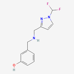 molecular formula C12H13F2N3O B11738535 3-[({[1-(difluoromethyl)-1H-pyrazol-3-yl]methyl}amino)methyl]phenol 