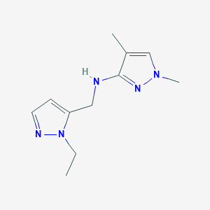 molecular formula C11H17N5 B11738539 N-[(1-ethyl-1H-pyrazol-5-yl)methyl]-1,4-dimethyl-1H-pyrazol-3-amine CAS No. 1855947-40-8