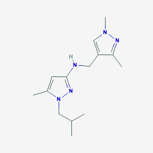 molecular formula C14H23N5 B11738547 N-[(1,3-dimethyl-1H-pyrazol-4-yl)methyl]-5-methyl-1-(2-methylpropyl)-1H-pyrazol-3-amine 