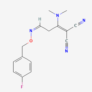 molecular formula C15H15FN4O B11738559 2-[(3Z)-1-(dimethylamino)-3-[(4-fluorophenyl)methoxyimino]propylidene]propanedinitrile 