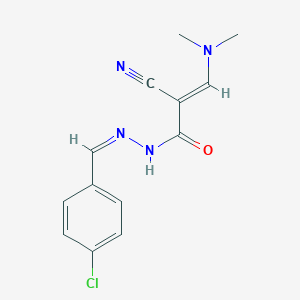 molecular formula C13H13ClN4O B11738566 (2E)-N'-[(E)-(4-chlorophenyl)methylidene]-2-cyano-3-(dimethylamino)prop-2-enehydrazide 