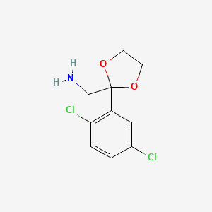 molecular formula C10H11Cl2NO2 B11738569 1-[2-(2,5-Dichlorophenyl)-1,3-dioxolan-2-yl]methanamine 